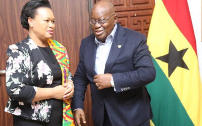 APRM CEO, Ambassador Marie-Antoinette Rose Quatre, Pays a Courtesy Visit to H.E. President Nana Akufo-Addo.