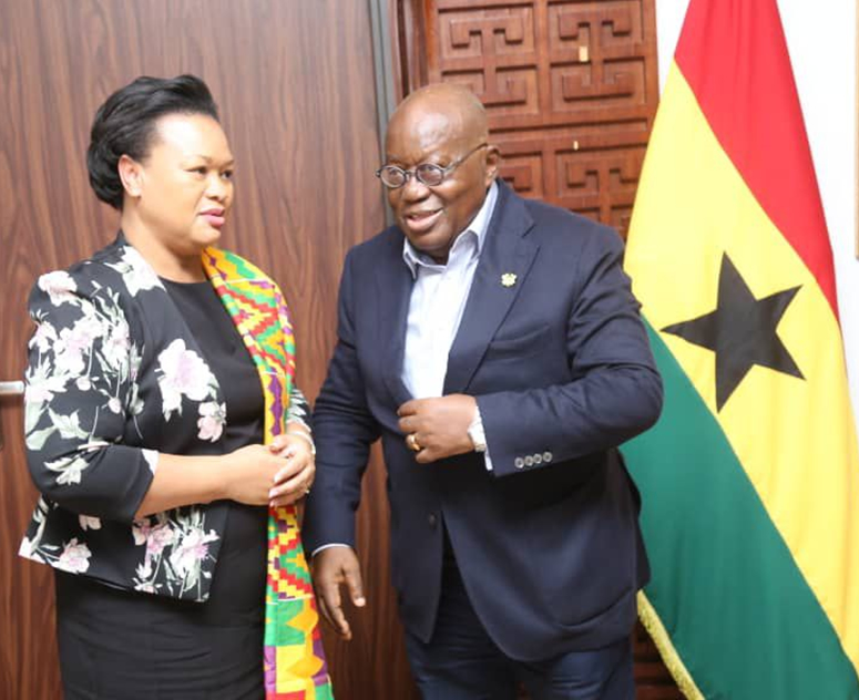 APRM CEO, Ambassador Marie-Antoinette Rose Quatre, Pays a Courtesy Visit to H.E. President Nana Akufo-Addo.